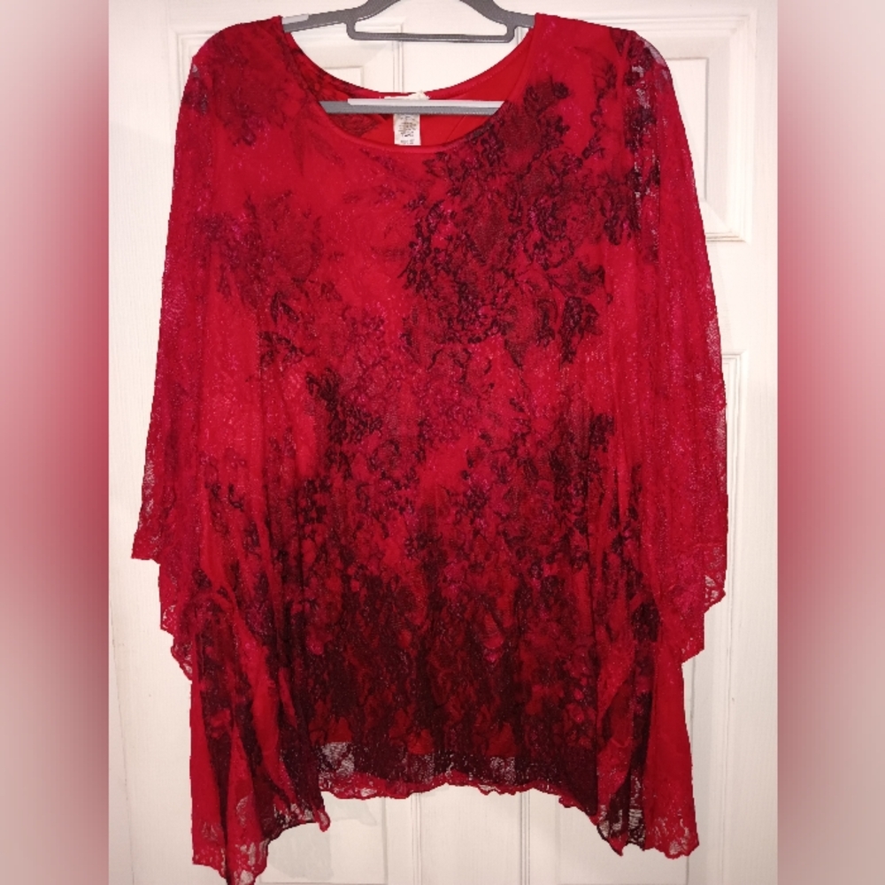 Women's Brittany Black lace pullover shirt size 2XL